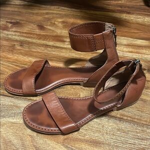 Frye Brown Leather Minimalist Sandals